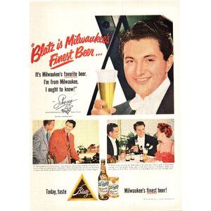 1952 Blatz Beer Vintage Print Ad Piano Liberace Pianist Milwaukee 50s Wall Art